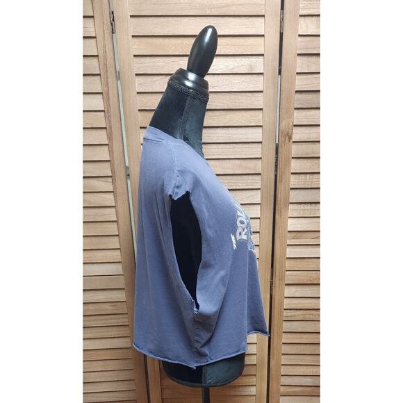 American Eagle Cropped Oversized Rolling Stone Graphic Shirt Altered Top Medium - Picture 3 of 6